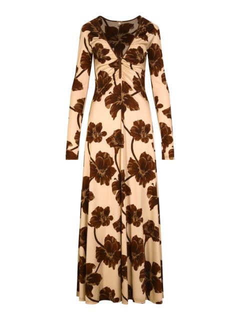 Johanna Ortiz Alma Bordada Maxi Dress nude