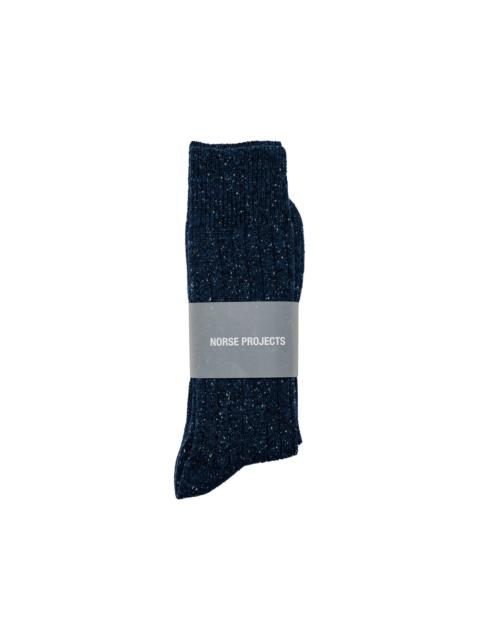 NORSE PROJECTS Bykle Neps Wool Rib Sock Dark Navy