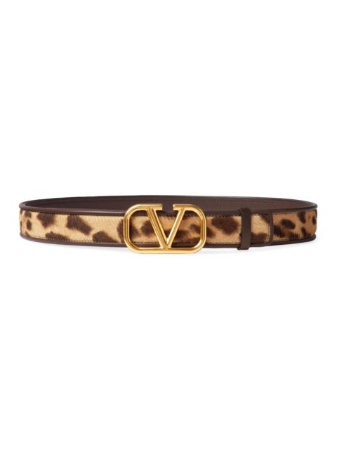 Valentino Women's Vlogo Signature Calfskin Belt With Pony Animalier Effect 30 MM - Animal Print