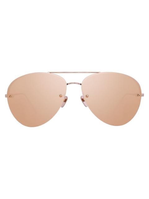 LINDA FARROW Aviator Sunglasses in Rose Gold