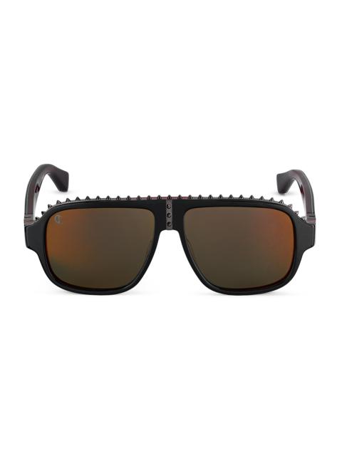 Christian Louboutin Men's Studded 57MM Sunglasses - Black Red
