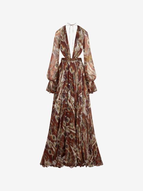 Roberto Cavalli Night Butterfly Print Maxi Dress