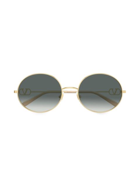 Valentino Women's 20MM VLogo Round Sunglasses - Gold Grey