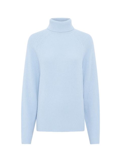 GABRIELA HEARST Wigman Knit Turtleneck Sweater in Light Blue Cashmere