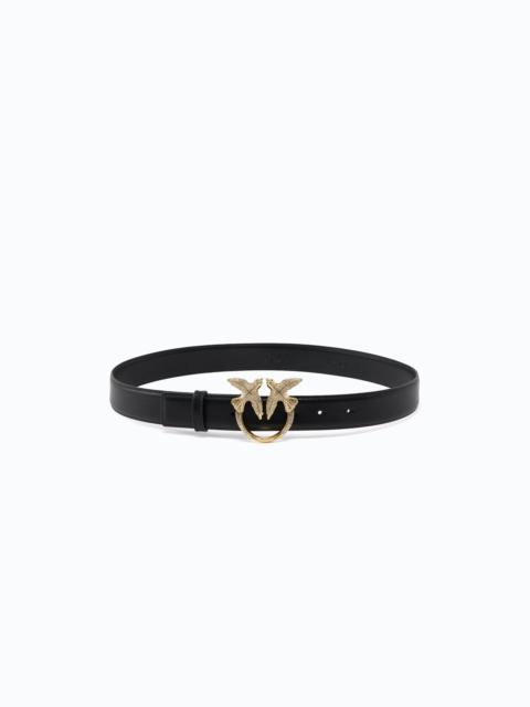 PINKO LEATHER BELT WITH LOVE BIRDS JEWEL BUCKLE, 2.5 CM