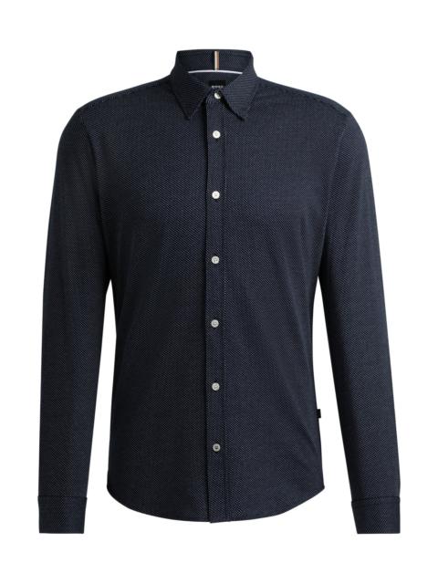 BOSS SLIM-FIT SHIRT IN STRUCTURED COTTON JERSEY