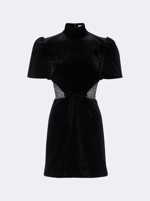 REBECCA VALLANCE Martha lace-trimmed velvet minidress