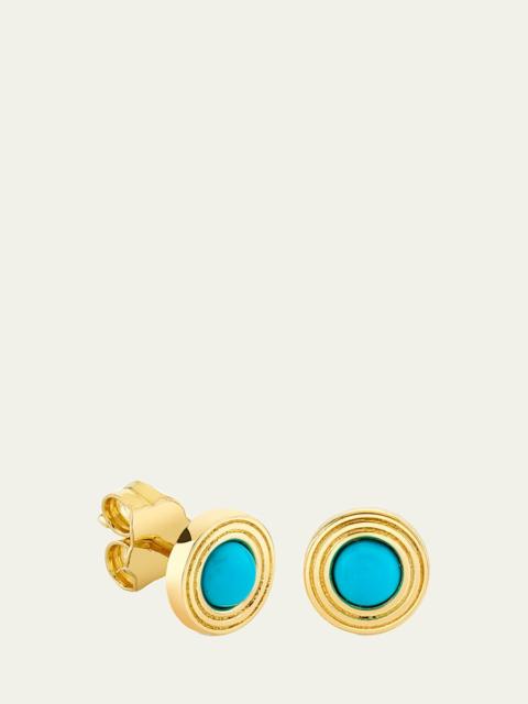 SYDNEY EVAN 14K Turquoise Fluted Bezel Stud Earrings