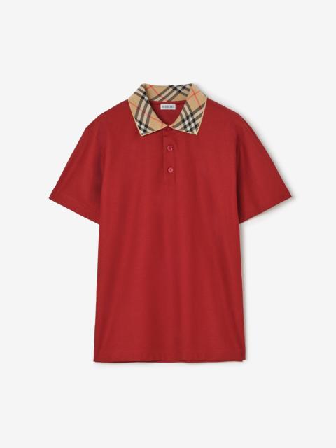 Burberry Check Collar Cotton Polo Shirt