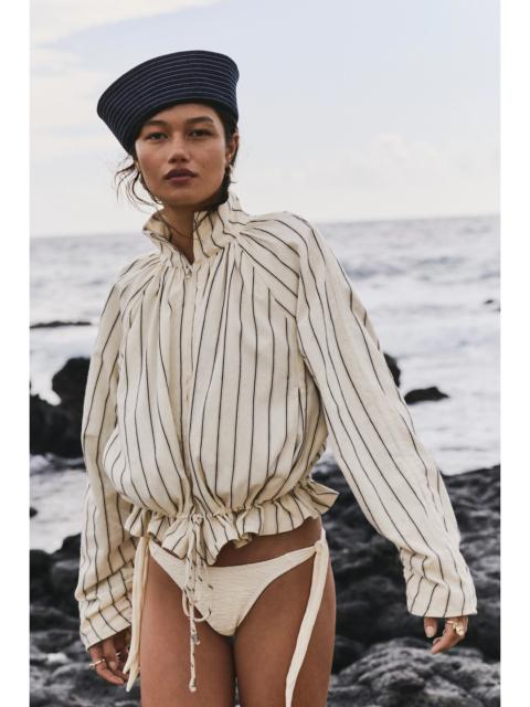 FREE PEOPLE Devon Striped Balloon Funnel-Neck Jacket