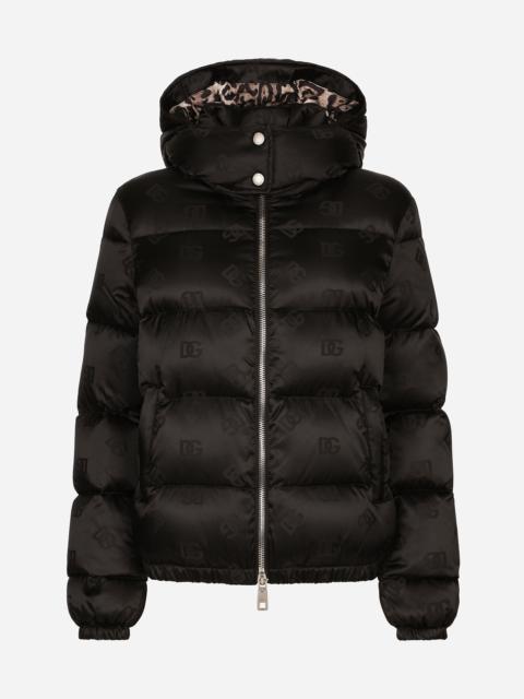 Dolce & Gabbana Padded satin jacquard down jacket with all-over DG logo