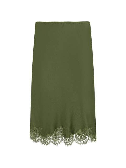 SAINT LAURENT lace-trimmed midi skirt