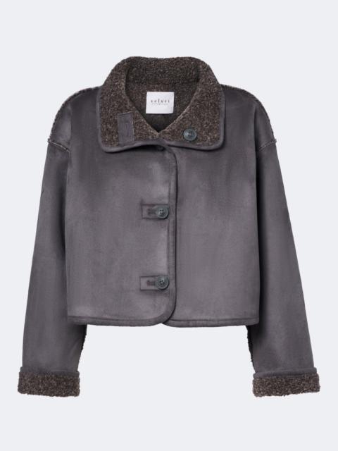 velvet Esme teddy-lined cropped jacket