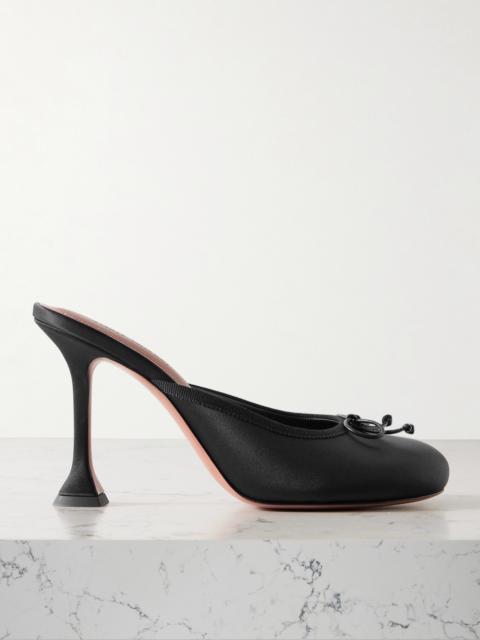 Amina Muaddi Lila Grosgrain-trimmed Satin Mules