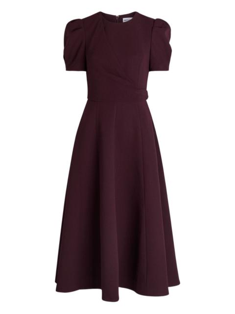 REBECCA VALLANCE Syrah puff-sleeve A-line midi dress