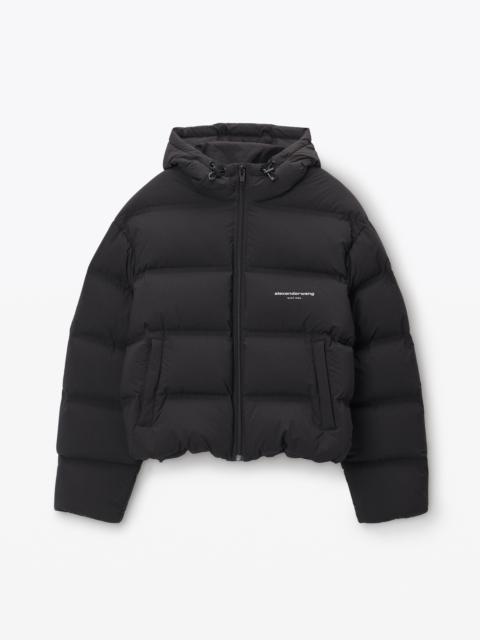 Alexander Wang cropped hooded puffer coat with reflective logo