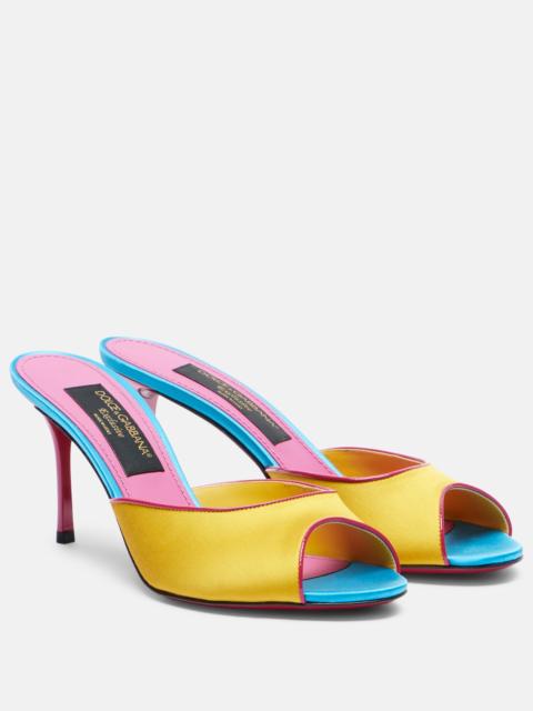 Dolce & Gabbana Keira leather-trimmed satin mules