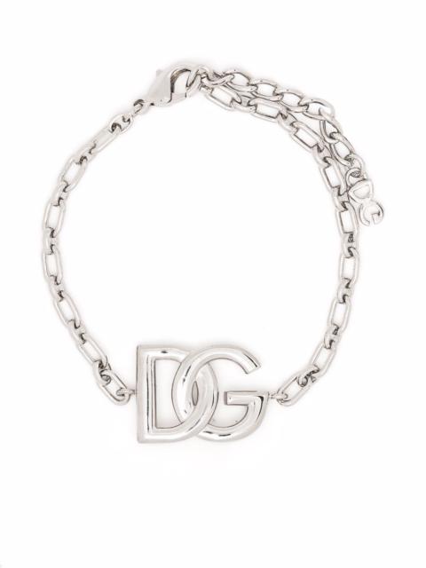 logo-plaque chain-link bracelet