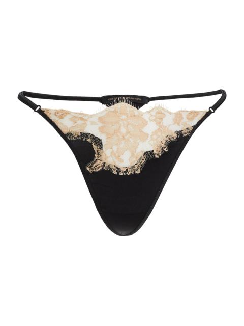 KIKI DE MONTPARNASSE Women's Orchid Lace & Silk Thong - Black