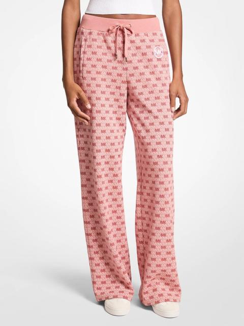 MICHAEL KORS Logo Cotton Blend Knit Wide-Leg Pants