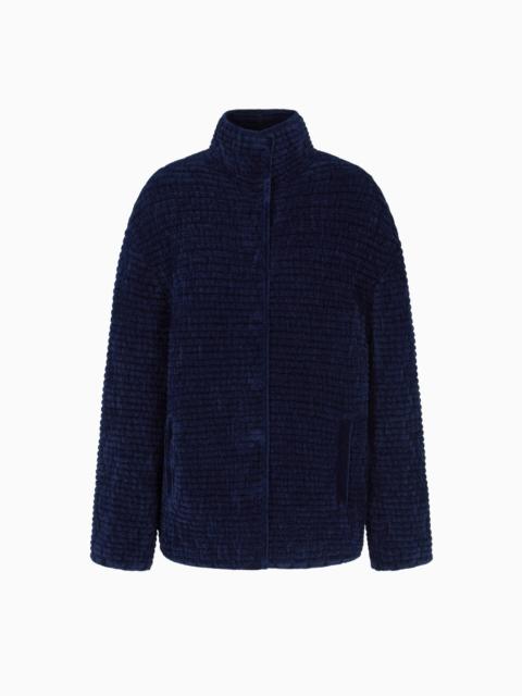 EMPORIO ARMANI EMBOSSED JACQUARD BONDED TERRY-EFFECT CHENILLE JACKET