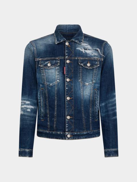 DARK RIPPED CAST WASH DENIM DAN JACKET