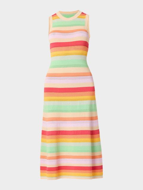 Shoshanna Keira Striped Mixed-Knit Midi Dress