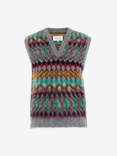 Maison Margiela Blurred Fair Isle sleeveless sweater