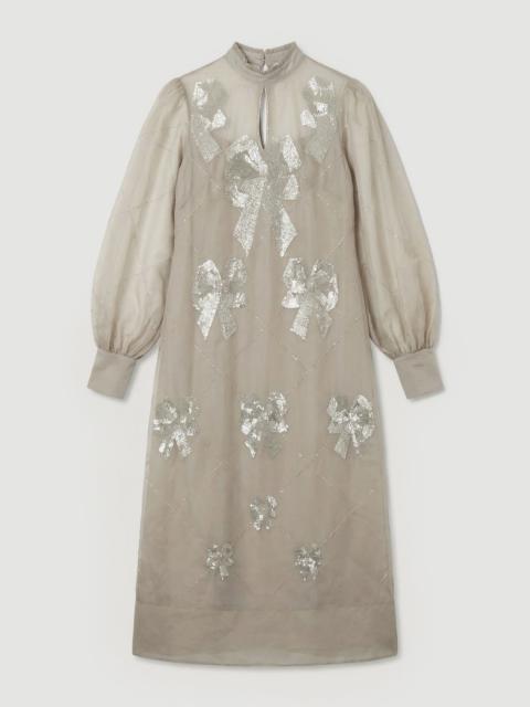 KAREN MILLEN Plus Size Crystal Embellished Organdie Balloon Sleeve Midi Dress