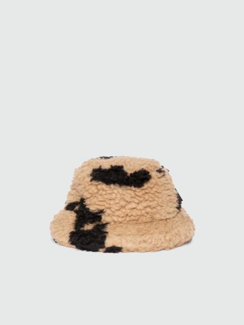 MSGM Beige teddy bucket hat with "Follow the Rabbit®" motif