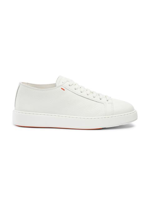 Men's white tumbled leather sneaker