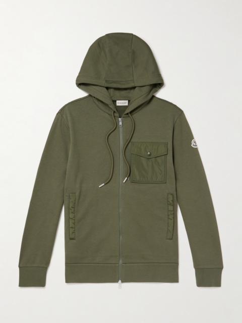 Moncler Shell-Trimmed Cotton-Blend Jersey Zip-Up Hoodie
