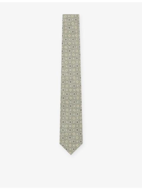 REISS Floral Medallion-Print Silk Tie