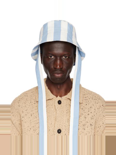 KING & TUCKFIELD Blue & White Wide Brim Bucket Hat