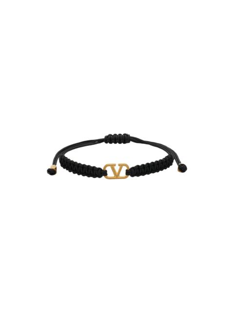Valentino Black Braided VLogo Signature Bracelet
