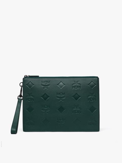 Aren Wristlet Zip Pouch in Maxi Monogram Leather