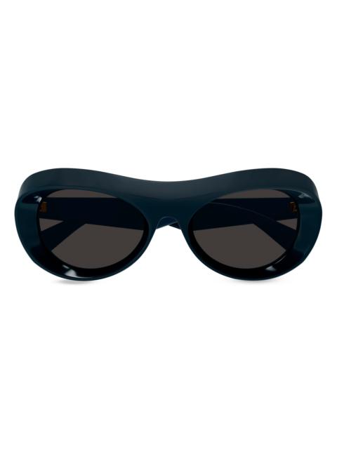 Bottega Veneta Men's Scoop 54MM Oval Sunglasses - Navy Blue Dark Grey