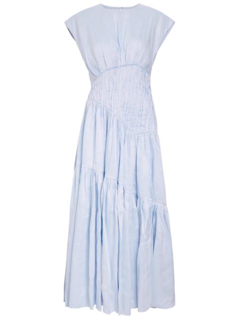 Aje. Aje Ecliptica Shirred Linen-blend Midi Dress