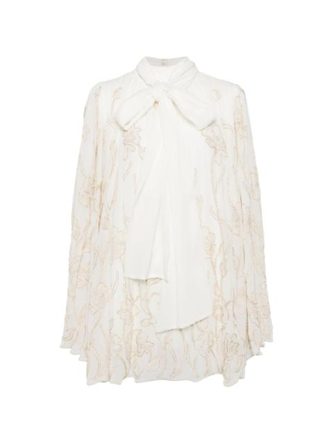 COSTARELLOS floral-embroidered mini dress