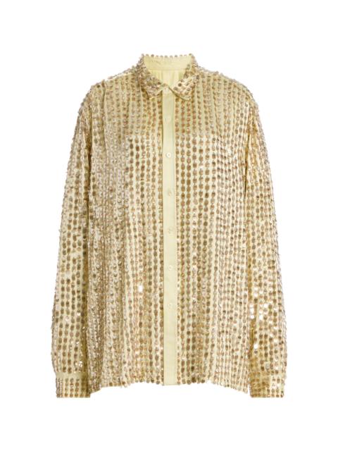 ZANKOV Gabrielle Embellished Stretch-Silk Top multi