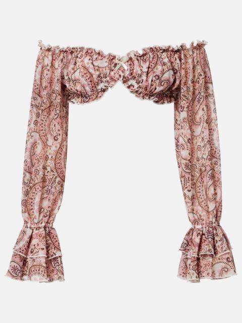 BANANHOT Elma off-shoulder paisley crop top