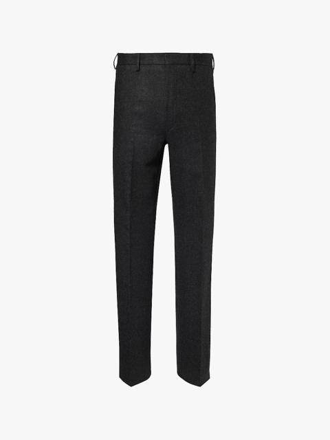 Regular-fit straight-leg wool trousers