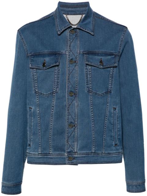 Canali classic-collar denim jacket
