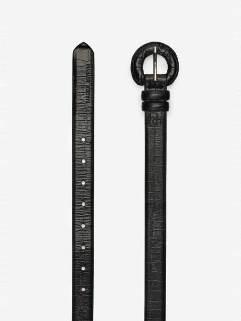 MAGDA BUTRYM Croc-effect leather belt with rounded buckle in black