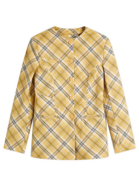 House of Sunny House Of Sunny Check Collarless Blazer Jacket