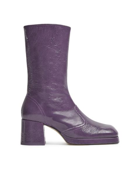 MIISTA Cass patent leather square-toe boots