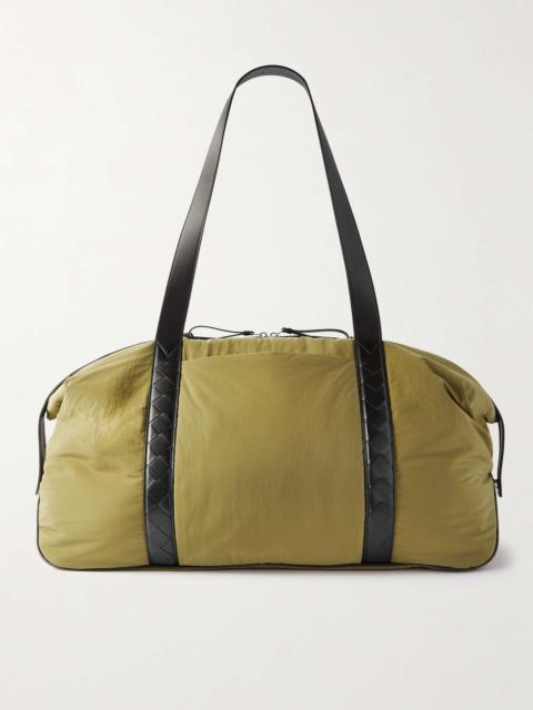 Leather-Trimmed Shell Duffle Bag