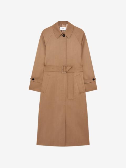 LARDINI belted wool trench coat