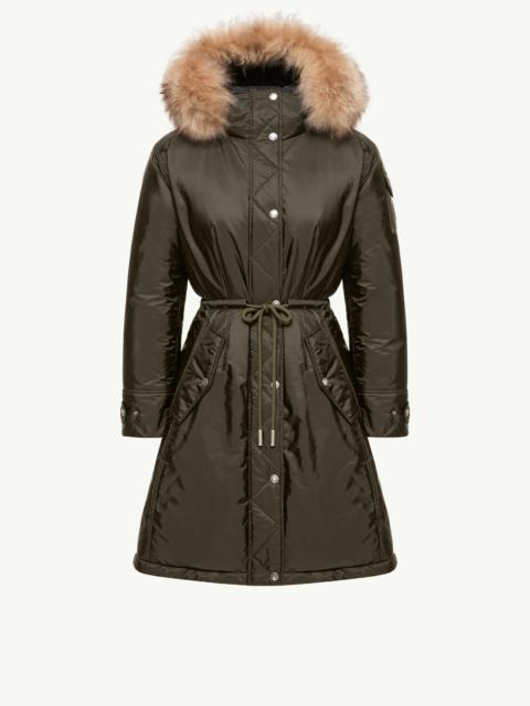Moncler Moustique Hooded Shearling Trimmed Long Down Parka