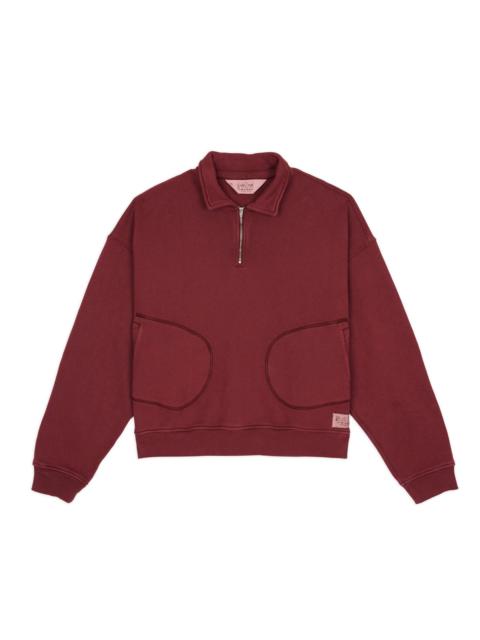 BRAIN DEAD Half Zip Collared Sweatshirt - Wine